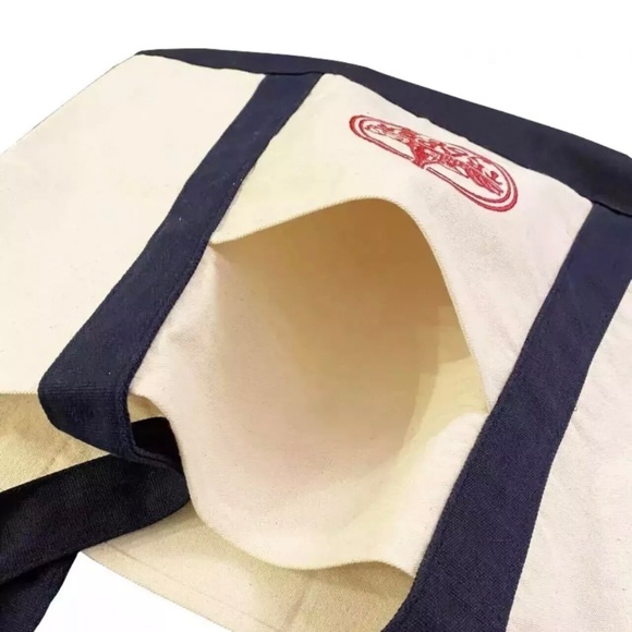 2 TRADER JOES HEAVY DUTY LARGE COTTON CANVAS FASHION TOTE /SHOULDER BAG NAVY NWT - Picture 8 of 10